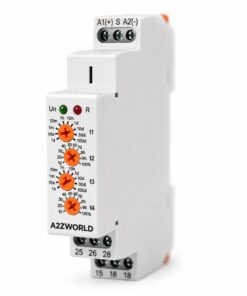 Relè Temporizzato Ciclico Asimmetrico, AC/DC 12-240V, 2 Contatti SPDT 16A, Timer Pausa Lavoro, Relay Lampeggiatore, Rele Intermittente, 1 Modulo Barra DIN - ASDSHOP