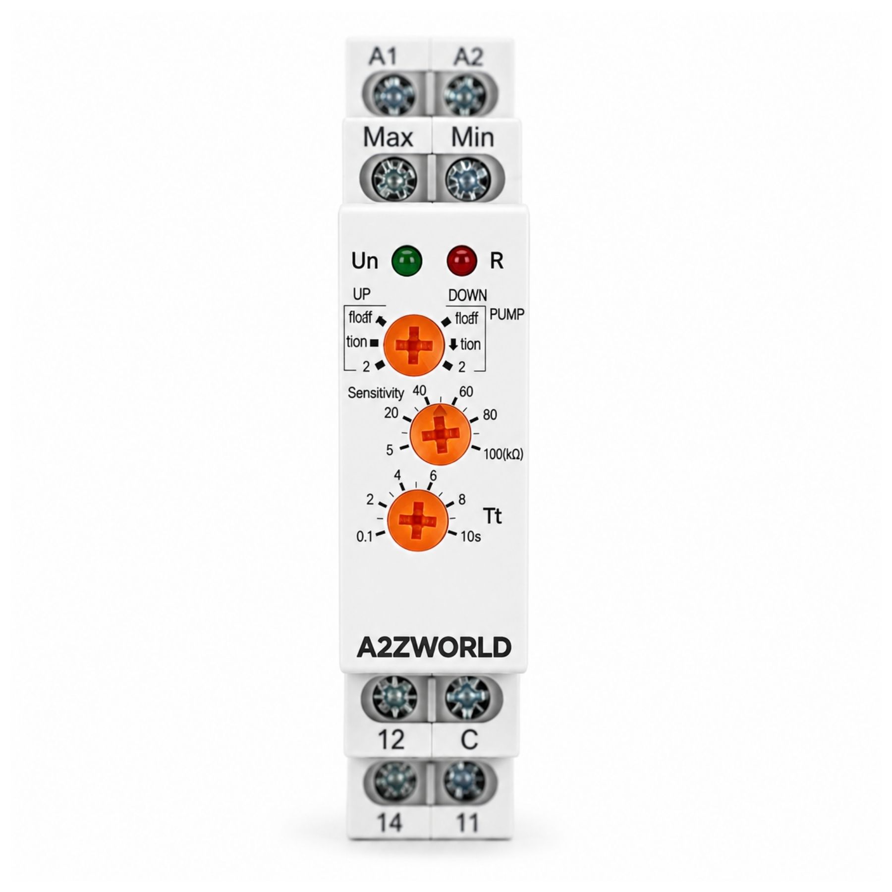 Relè Controllo Livello Liquidi Avanzato, AC/DC 24-240V 10A, Controllo 1 o 2 Livelli, Pump Up/Down, Ritardo 0,1-10S, Regolatore Livello Acqua, Per Pompe e Serbatoi, 1 Modulo Guida Din - immagine 2