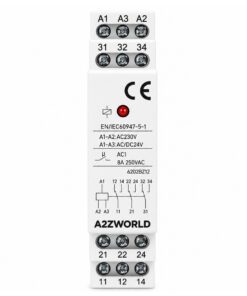 Relè Intermedio Modulare AC230V AC/DC24V, per Guida DIN, Indicatore LED, 1 Modulo, Contatti SPDT, per Automazione Quadri Elettrici (3X8A) - ASDSHOP