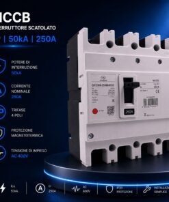 Interruttore Scatolato MCCB 4P 200A/250A 50kA, Magnetotermico Trifase AC 400V (250A) - ASDSHOP