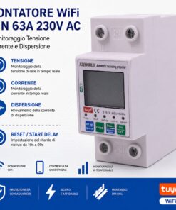 Contatore WiFi DIN 63A 230V AC, Monitoraggio Tensione Corrente e Dispersione - ASDSHOP