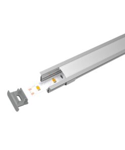Kit Profilo Alluminio Completo Da 2 Metri Per Striscia Led, Super Larga e Alta, Dimensione 30X20mm, Larghezza Interna 25mm, 250g/m, Copertura Opale, Tappi Chiusura e Clip Fissaggio Incluso