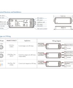 Led Dimmer Bluetooth APP Casambi, Pulsante NO, RF 2.4GHz, Per Striscia Led Mono Colore e CCT 12V 24V 2CHX5A, 0-100% - immagine 4