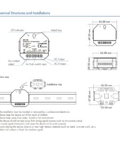 Interruttore Bluetooth Casambi, Relè Smart con Contatto Pulito 10A, RF 2.4GHz, Pulsante Esterno, per Luci LED Non Dimmerabili 220V, APP e Telecomando - immagine 4