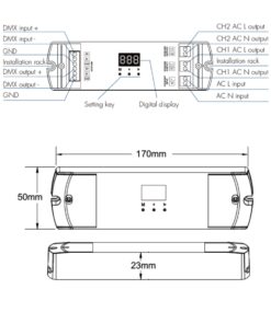 Dimmer DMX512 Triac 2 Canali per Lampade LED Dimmerabili 220V Taglio di Fase, Driver Triac, Alogene e Incandescenza, 1A/CH, RDM, S1-D - immagine 3