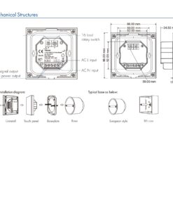 Pannello Touch DALI Bianco, Alimentatore Bus Integrato, 16VDC Max 100mA, 1 Zona 4 Scene, Touch Slider, Per Dimmer DT6, 86X86mm Per Scatola 502 - immagine 4