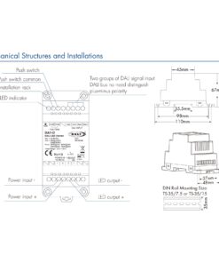 Dimmer DALI Da Guida Barra DIN, 12V 24V 36V 48V 15A, 1 Canale Tensione Costante, Push Dim, DALI-2, PWM 2KHz 8KHz 16KHz, per Strisce LED Monocolore - immagine 4