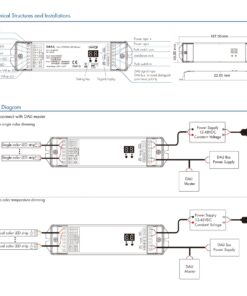 Dimmer DALI 5 Canali, 5X4A@12V/24V, 5X3A@36V/48V, Dimmerabile Con Pulsante NO, Push Dim, DALI-2, PWM, DT6 DT8 per Strisce LED Monocolore CCT RGB RGBW RGB+CCT - immagine 4