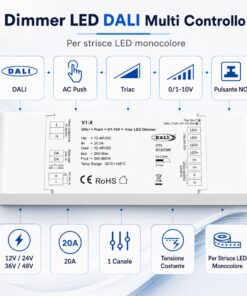 Led Dimmer DALI-2 AC Push Triac 0/1-10V, Pulsante NO, 12V 24V 36V 48V 20A, 1 Canale Tensione Costante, per Strisce LED Monocolore, V1-X - ASDSHOP