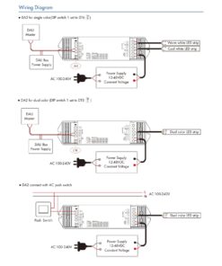 Dimmer DALI 2 Canali, 2X10A@12V/24V, 2X8A@36V/48V, Dimmerabile Con Pulsante NO, Push Dim, DALI-2, PWM, DT6 DT8 per Strisce LED Monocolore CCT - immagine 5