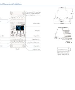 Dimmer DALI 4 Canali Guida DIN, Con Display Digitale, 4X5A@12V/24V, 4X3A@36V/48V, Dimmerabile AC Push Dim, DALI-2, PWM, 4 Indirizzi, DT6 DT8 per Strisce LED Monocolore CCT RGB RGBW - immagine 4