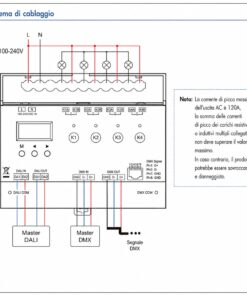 Interruttore Relè DALI DMX, 4 Canali con Contatto Pulito 16A, OLED Display, Guida DIN, DMX RDM, On Off per Luci e Carichi 220V Max 16A - immagine 5