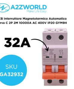 MCB Interruttore Magnetotermico Automatico Curva C 2P 2M 10000A AC 400V IP20 GYM9H, Accoppiabile Con Bobina di Sgancio GA01231 GA01232, Disponibili 25A 32A 40A 63A (C32A) - ASDSHOP