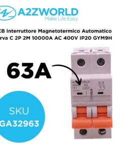 MCB Interruttore Magnetotermico Automatico Curva C 2P 2M 10000A AC 400V IP20 GYM9H, Accoppiabile Con Bobina di Sgancio GA01231 GA01232, Disponibili 25A 32A 40A 63A (C63A) - ASDSHOP