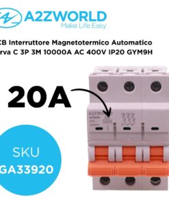 MCB Interruttore Magnetotermico Automatico Curva C 3P 3M 10000A AC 400V IP20 GYM9H, Accoppiabile Con Bobina di Sgancio GA01231 GA01232, Disponibili 16A 20A 25A 32A 40A 63A (C20A) - ASDSHOP