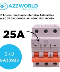 MCB Interruttore Magnetotermico Automatico Curva C 3P 3M 10000A AC 400V IP20 GYM9H, Accoppiabile Con Bobina di Sgancio GA01231 GA01232, Disponibili 16A 20A 25A 32A 40A 63A (C25A) - ASDSHOP