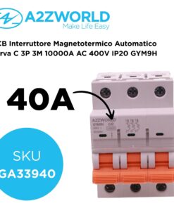 MCB Interruttore Magnetotermico Automatico Curva C 3P 3M 10000A AC 400V IP20 GYM9H, Accoppiabile Con Bobina di Sgancio GA01231 GA01232, Disponibili 16A 20A 25A 32A 40A 63A (C40A) - ASDSHOP