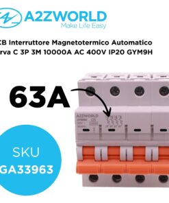 MCB Interruttore Magnetotermico Automatico Curva C 3P 3M 10000A AC 400V IP20 GYM9H, Accoppiabile Con Bobina di Sgancio GA01231 GA01232, Disponibili 16A 20A 25A 32A 40A 63A (C63A) - ASDSHOP