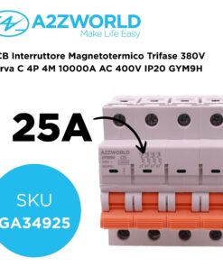 MCB Interruttore Magnetotermico Trifase 380V Curva C 4P 4M 10000A AC 400V IP20 GYM9H, Accoppiabile Con Bobina di Sgancio GA01231 GA01232, Disponibili 25A 32A 40A 63A (C25A) - ASDSHOP