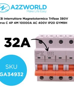 MCB Interruttore Magnetotermico Trifase 380V Curva C 4P 4M 10000A AC 400V IP20 GYM9H, Accoppiabile Con Bobina di Sgancio GA01231 GA01232, Disponibili 25A 32A 40A 63A (C32A) - ASDSHOP