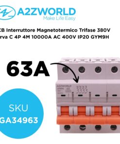 MCB Interruttore Magnetotermico Trifase 380V Curva C 4P 4M 10000A AC 400V IP20 GYM9H, Accoppiabile Con Bobina di Sgancio GA01231 GA01232, Disponibili 25A 32A 40A 63A (C63A) - ASDSHOP