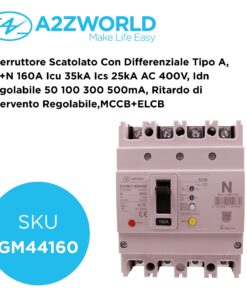 Interruttore Scatolato Con Differenziale Tipo A, 3P+N 160A Icu 35kA Ics 25kA AC 400V, Idn Regolabile 50 100 300 500mA, Ritardo di Intervento Regolabile 0.1-2S,Ui 1000V Uimp 8kV, MCCB+ELCB - ASDSHOP