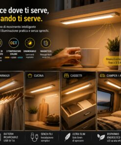 Lampada Barra LED 1W 80lm con Sensore di Movimento, CCT Dimmerabile, USB - immagine 5