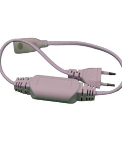 Cavo di Alimentazione per Striscia LED 8A 2Gx0,75mm² 200-240V Lunghezza 0,5m Colore Bianco + Tappi di Chiusura