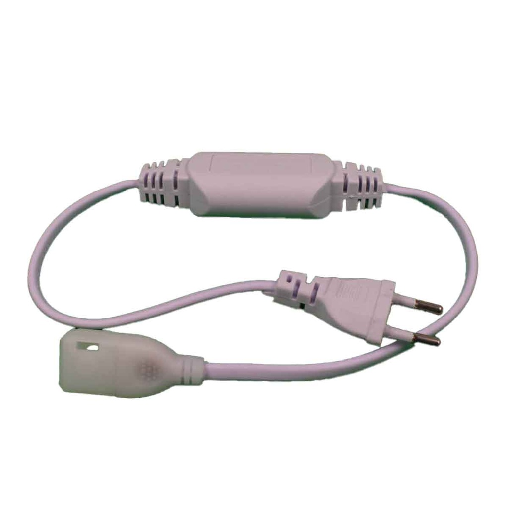Cavo di Alimentazione per Striscia LED 8A 2Gx0,75mm² 200-240V Lunghezza 0,5m Colore Bianco + Tappi di Chiusura - immagine 2