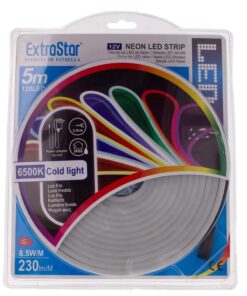 Striscia LED Neon 5M 8.5W/M 12V 120LED Modellabile e Tagliabile IP65 Angolazione 120°, 9 Colori Disponibili (Bianco Freddo 6500K)
