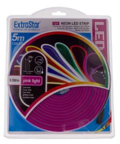 Striscia LED Neon 5M 8.5W/M 12V 120LED Modellabile e Tagliabile IP65 Angolazione 120°, 9 Colori Disponibili (Rosa)