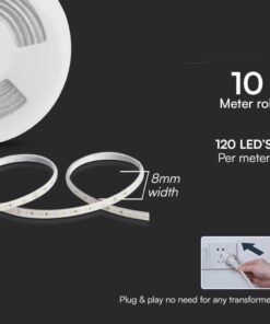 Striscia LED SMD 2835 220V 11W/m IP65, Bobina 10m con Spina Schuko (Verde) - immagine 5