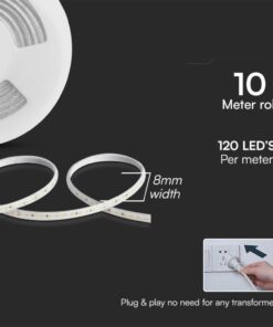 Striscia LED SMD 2835 220V 11W/m IP65, Bobina 10m con Spina Schuko (Bianco Neutro 4000K) - immagine 5