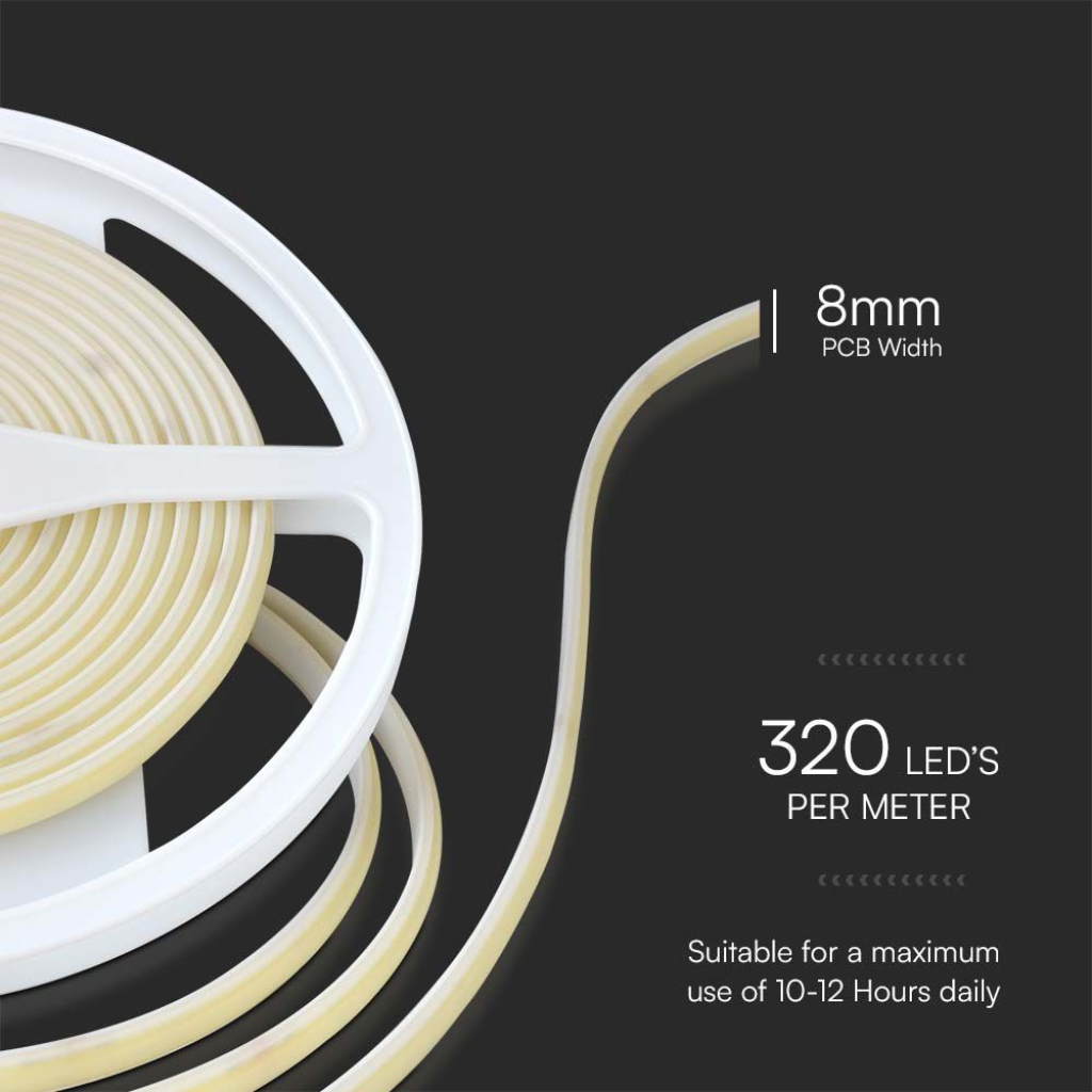 Striscia LED 24V 10W/m Impermeabile IP67, 5m, 840LM/M Larghezza 10mm Taglio 50mm, Disponibili 3000K 4000K 6400K (Bianco Freddo 6500K) - immagine 2