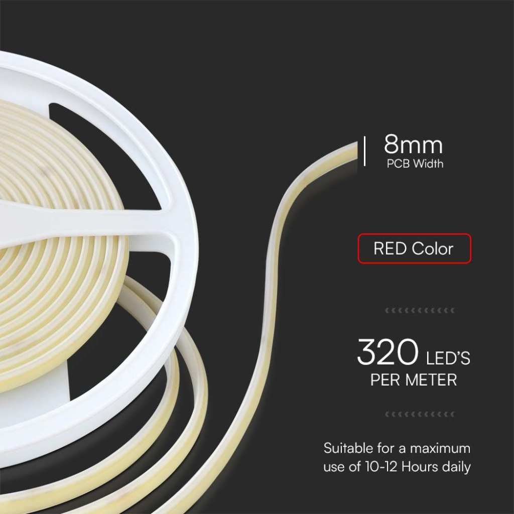 Striscia LED 24V 10W/m Impermeabile IP67, 5m, 840LM/M Larghezza 10mm Taglio 50mm, Disponibili 3000K 4000K 6400K (Rosso) - immagine 2