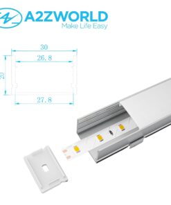 Kit Profilo Alluminio Completo Da 2 Metri Per Striscia Led, Super Larga e Alta, Dimensione 30X20mm, Larghezza Interna 25mm, 250g/m, Copertura Opale, Tappi Chiusura e Clip Fissaggio Incluso - immagine 3
