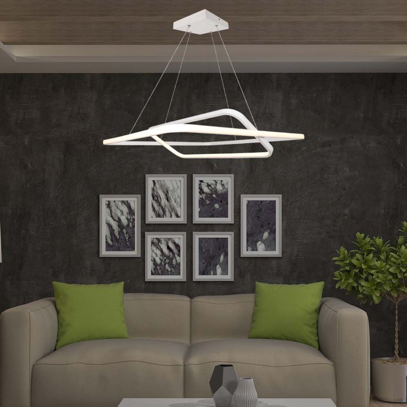 Lampadario LED a Sospensione 48W 5150lm Doppio Quadrato Incrociate Bianco 3000K Triac Dimmerabile SKU-14988 - immagine 6
