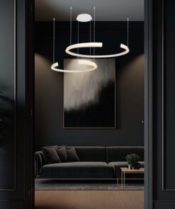 Lampadario LED a Sospensione 48W 5150lm Doppia Mezzaluna Bianco 3000K 1160X760mm Triac Dimmerabile SKU-14992 - immagine 6