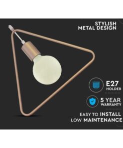 Lampadario a Sospensione Forma Triangolo in Metallo Colore Nero Opaco Con Portalampada E27 Max 60W SKU-3838 - immagine 3