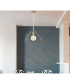Lampadario a Sospensione Forma Triangolo in Metallo Colore Nero Opaco Con Portalampada E27 Max 60W SKU-3838 - immagine 5