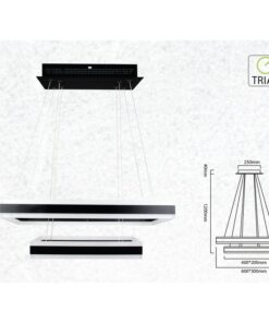 Lampada Led A Sospensione Rettangolare Colore Nero Doppio Anello 600X300mm 400X200mm 3000K 100W Dimmerabile Triac Dimmer SKU-3987