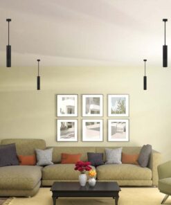 Lampada a Sospensione Cilindro Attacco GU10 Corpo in Alluminio Nero Riflettore Colore Oro D:60*300MM SKU-6686 - immagine 4