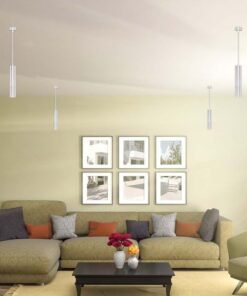 Lampada a Sospensione Cilindro Attacco GU10 Corpo in Alluminio Bianco Riflettore Colore Oro D:60*300MM SKU-6779 - immagine 3
