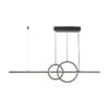 Lampadario LED a Sospensione 15W 1500lm dal Design Moderno 2 Anelli + Barra Led Colore Nero 4000K SKU-6935