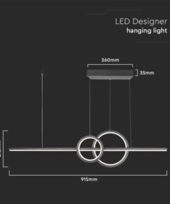 Lampadario LED a Sospensione 15W 1500lm dal Design Moderno 2 Anelli + Barra Led Colore Nero 4000K SKU-6935 - immagine 6