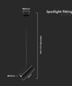 Lampada a Sospensione Attacco GU10 Struttura Telescopica Rigida Regolabile 830mm*1170mm Dimensioni spot :60*220MM Nero SKU-7573 - immagine 3