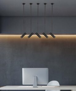 Lampada a Sospensione Attacco GU10 Struttura Telescopica Rigida Regolabile 830mm*1170mm Dimensioni spot :60*220MM Nero SKU-7573 - immagine 4