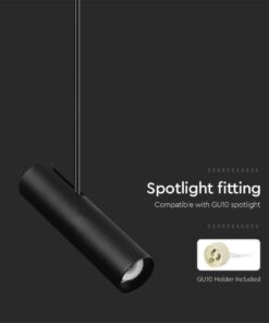 Lampada a Sospensione Attacco GU10 Struttura Telescopica Rigida Regolabile 830mm*1170mm Dimensioni spot :60*220MM Nero SKU-7573 - immagine 7
