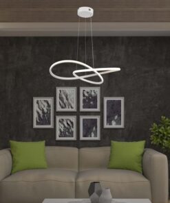 Lampadario LED a Sospensione 20W 2540lm Design Moderno Doppi Anelli Incrociati 500mm Colore Bianco 3000K SKU-8013 - immagine 6