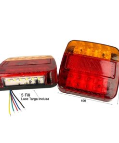 Kit Fanali Led Posteriori 24V 12V Con Luci Posizioni Stop Frecce Targa 4 In 1 Per Camion Rimorchio Caravan